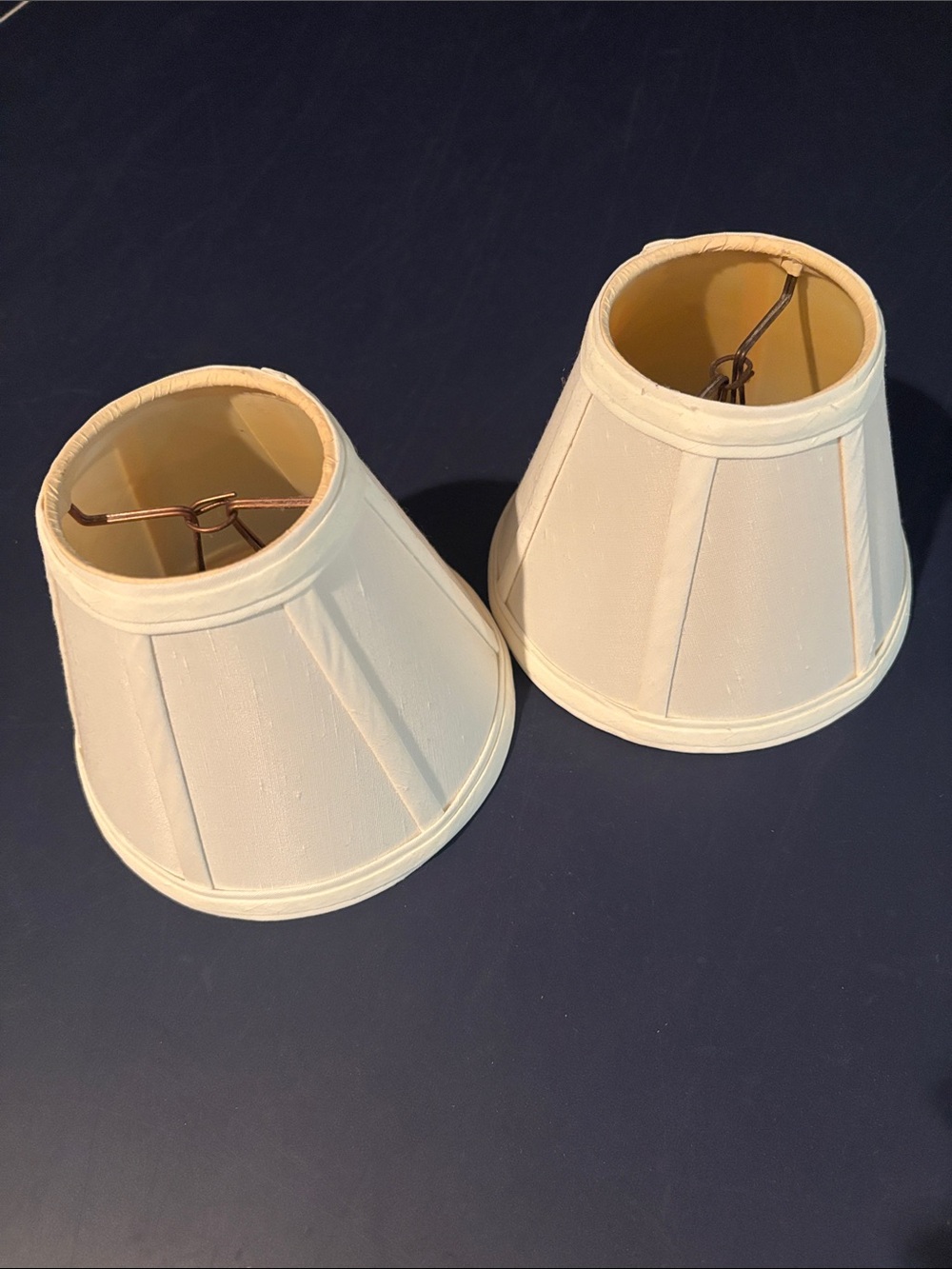 Raw Silk Classic Cream Fabric Lamp Shades - Pair